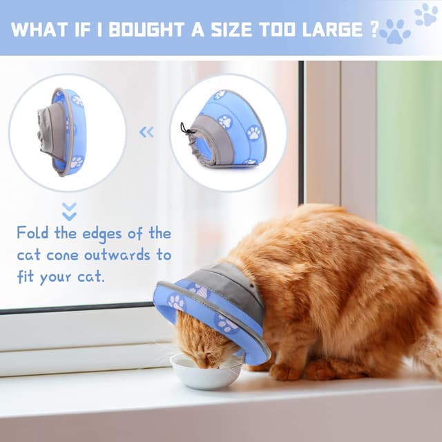 Detalle de Supet Soft Cat Recovery Collar (EPE) for Post-Surgery Licking, Adjustable Blue, M
