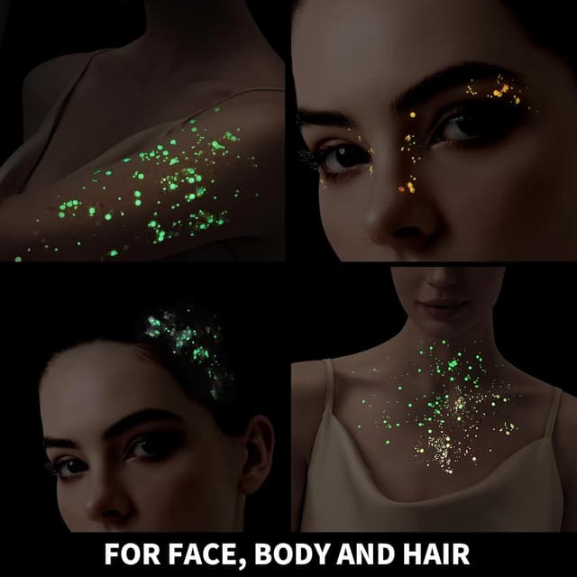 Detalle de Teenitor 6-Color Glow in the Dark Glitter Gel (Face, Body, Hair)