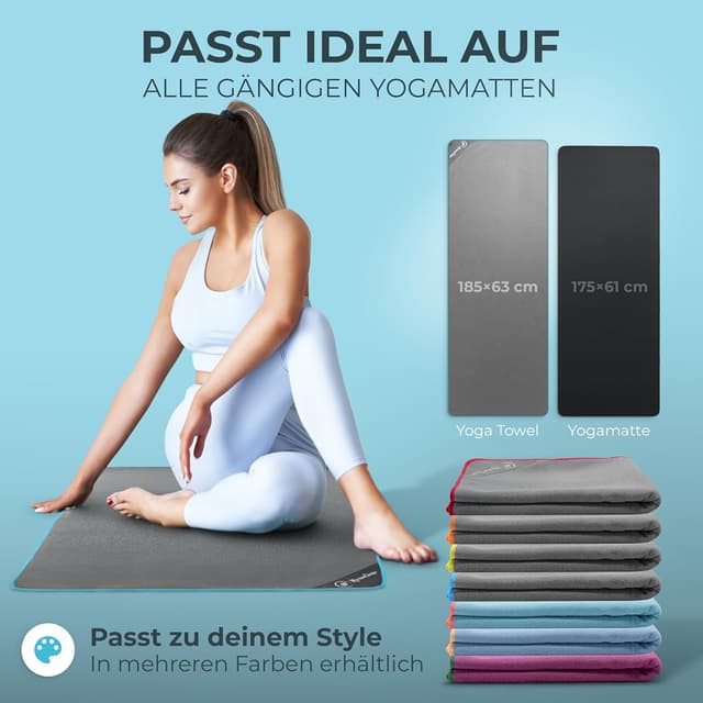 Detalle 2 de NirvanaShape Yoga Handtuch rutschfest (Hot Yoga Towel) mit Antirutsch-Noppen – 185 x 63 cm