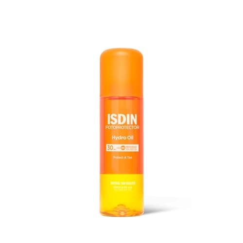 Detalle de ISDIN Fotoprotección Hydro Oil SPF 30: aceite bifásico corporal que hidrata y ayuda a potenciar el bronceado