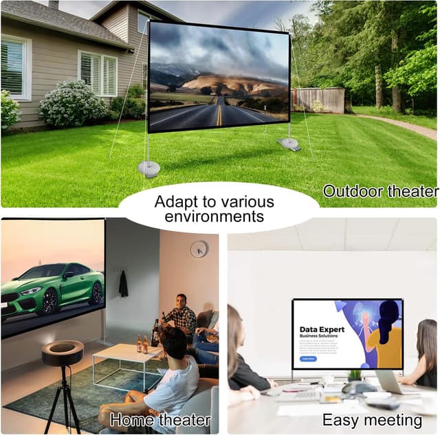 Detalle de Outdoor Projector Screen with Stand 100 Inch (16:10) — Portable 4K HD Movie Screen with Carry Bag