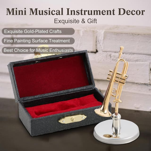 Detalle de EASTROCK Miniatur-Trompetenmodell (4,6 cm) mit Etui – Dekorative 1:1 Nachbildung aus reinem Kupfer