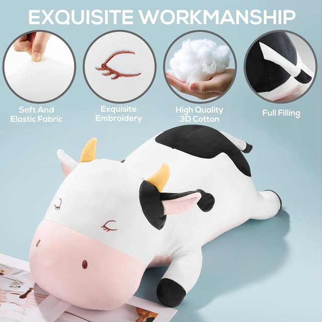 Detalle de GAGAKU Cow Plush Pillow 26 Inch 1.6 lbs