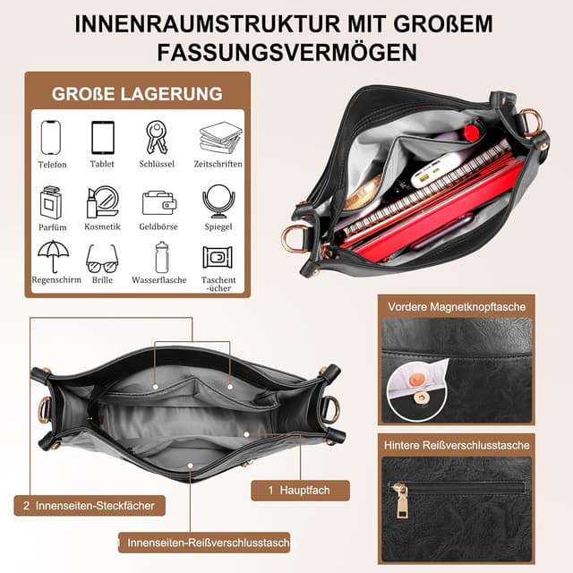 Detalle 2 de ISEYOU Umhängetasche Damen Crossbody mit 2 Gurten