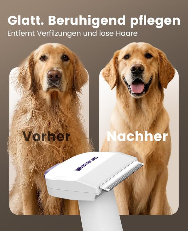 Detalle de oneisall Hundestaubsauger mit Bürste (12000 Pa) und 4 Pflegewerkzeugen für Tierhaare