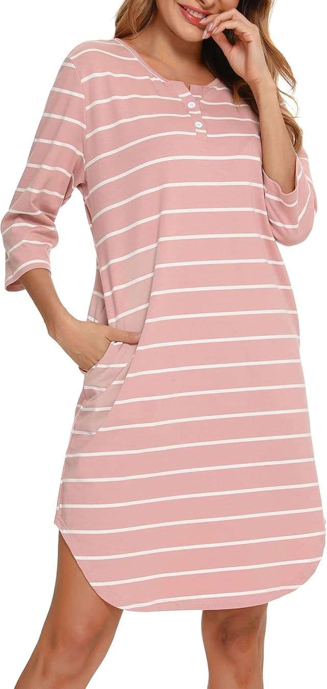 Detalle 2 de Vlazom Damen Nachthemd mit 3/4-Ärmeln