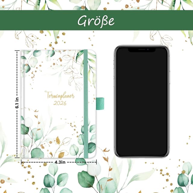 Detalle 2 de Taschenkalender 2026 A6 Wochenplaner 15,5×10,5 cm