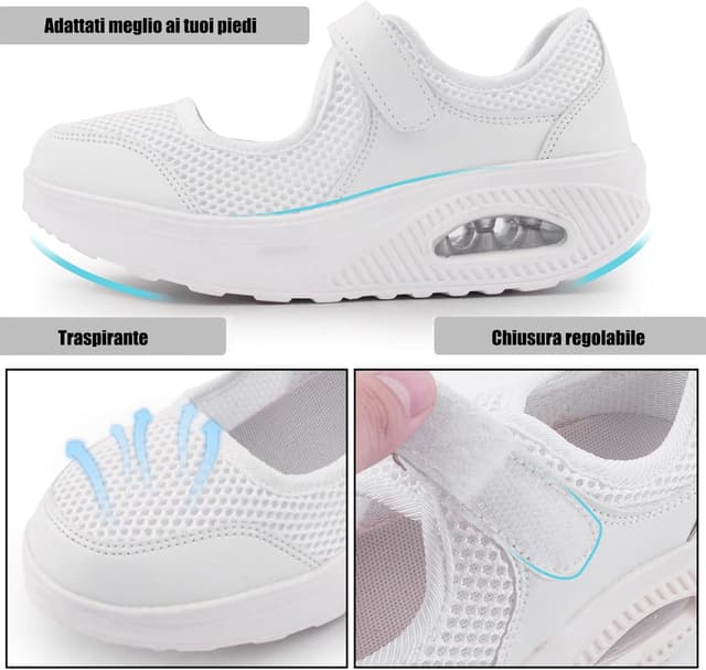 Detalle 2 de Git-up Scarpe da passeggio da donna in mesh traspirante con chiusura regolabile e soletta ammortizzante