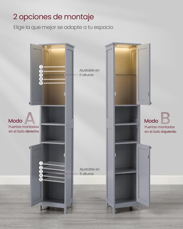 Thumbnail 4 de VASAGLE BBC566G03 armario alto de baño 30x30x170 cm