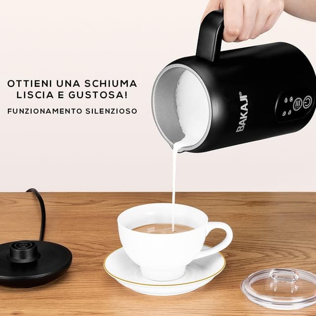 Detalle de BAKAJI montalatte elettrico 4 in 1 da 350 ml: cappuccinatore automatico per cappuccino caldo o freddo