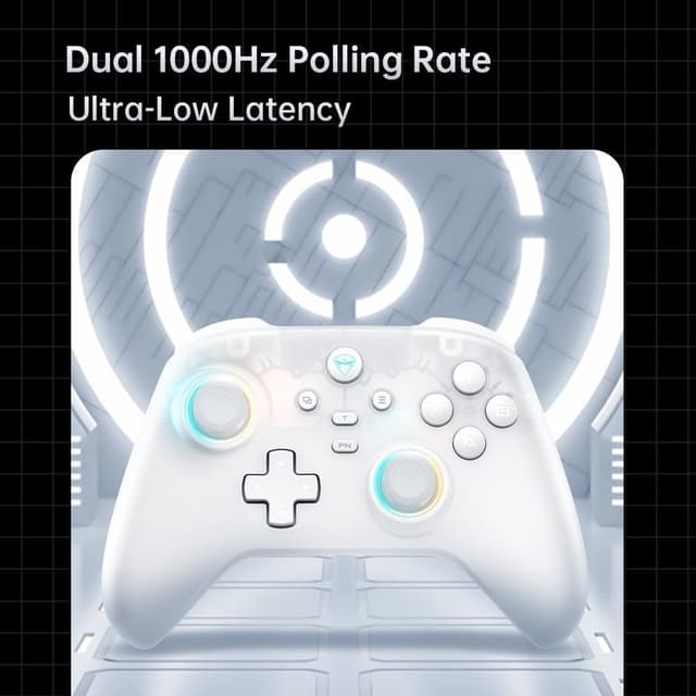 Detalle de Machenike G3V2 Controller per PC/Switch/iOS/Android con stick Hall, RGB e polling 1000Hz (bianco)