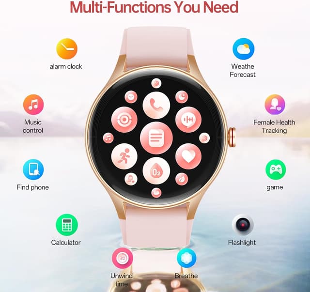 Thumbnail 6 de Women’s Smart Watch with AI Voice & Bluetooth Calls, 1.27” HD Fitness Tracker (Pink) — IP68, 110+ Sports Modes