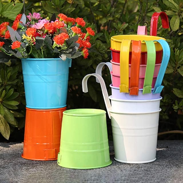 Detalle de Trongle 10 Pack 12.5cm Metal Iron Hanging Plant Pots with Detachable Handle & Drainage Holes