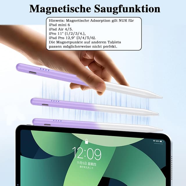 Detalle de Luntak Tablet Stift für Android (Type‑C) mit 4 Ersatzminen – lila Verlauf