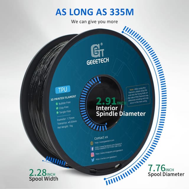 Thumbnail 3 de GEEETECH TPU Filament 1,75 mm – 1 kg Schwarz