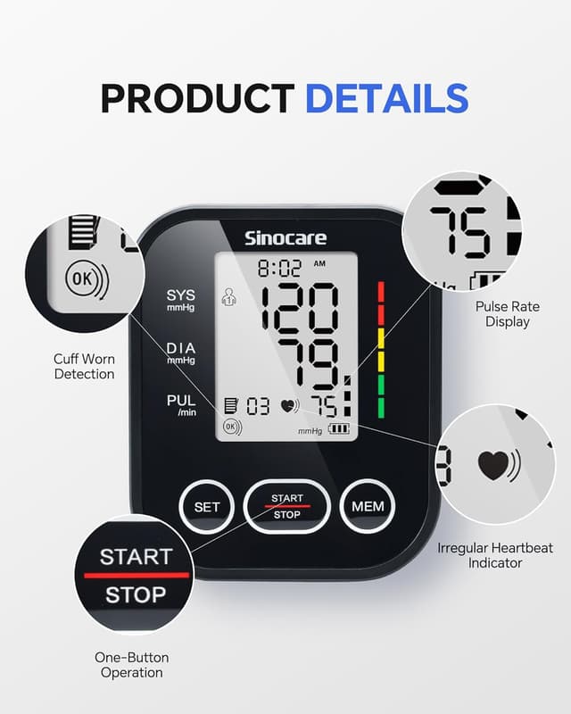 Thumbnail 6 de sinocare Blood Pressure Monitor Two-User 1 cuff 🩺