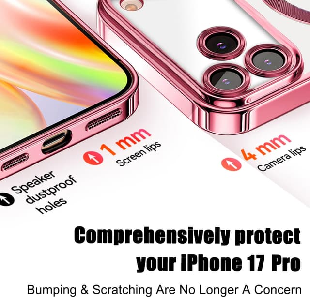 Thumbnail 6 de Misscase Magnetic Clear Case for iPhone 17 Pro (6.3 inch) with Camera Lens Protector & Privacy Screen (Pink)