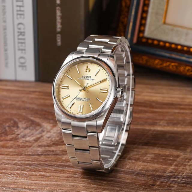 Thumbnail 4 de BUREI Herren Analog Quarz 42 mm Uhr