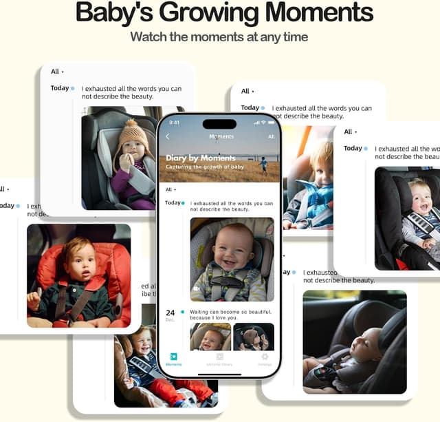 Detalle de Ellie Baby Pro Ellie Baby Car Monitor: 2K UHD backseat monitor with colour night vision & face tracking