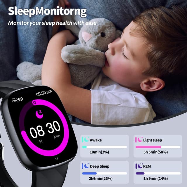 Detalle de Ucani Kids Smart Watch (6–16 years) IP68 Waterproof Fitness Tracker with 1.75" Touch Screen