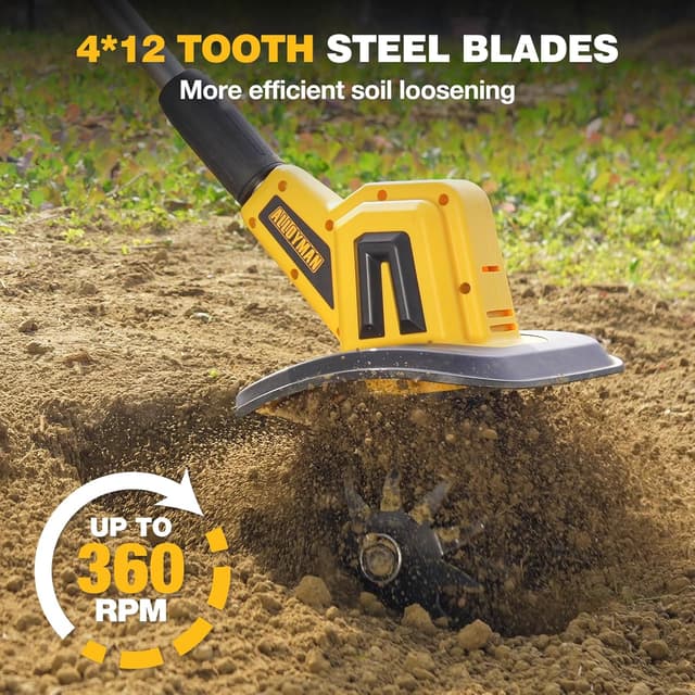 Detalle de Alloyman Cordless Tiller Cultivator 20V