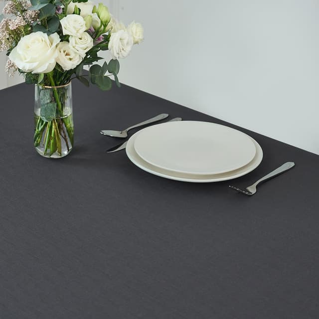 Thumbnail 2 de maxmill Faux Linen Texture Stain Resistant, Waterproof Tablecloth (Charcoal) — Rectangle 60 x 120 Inch