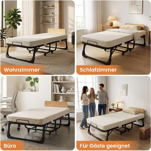 Thumbnail 6 de Gunuss Klappbett Metall-Klapprahmen inkl. 10 cm Memory-Foam-Matratze – 90 x 190 cm