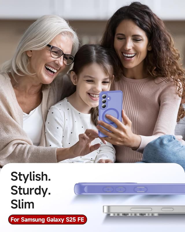Thumbnail 6 de LeYi for Samsung Galaxy S25 FE phone case with magnetic back + tempered glass screen protectors (Sky Blue)