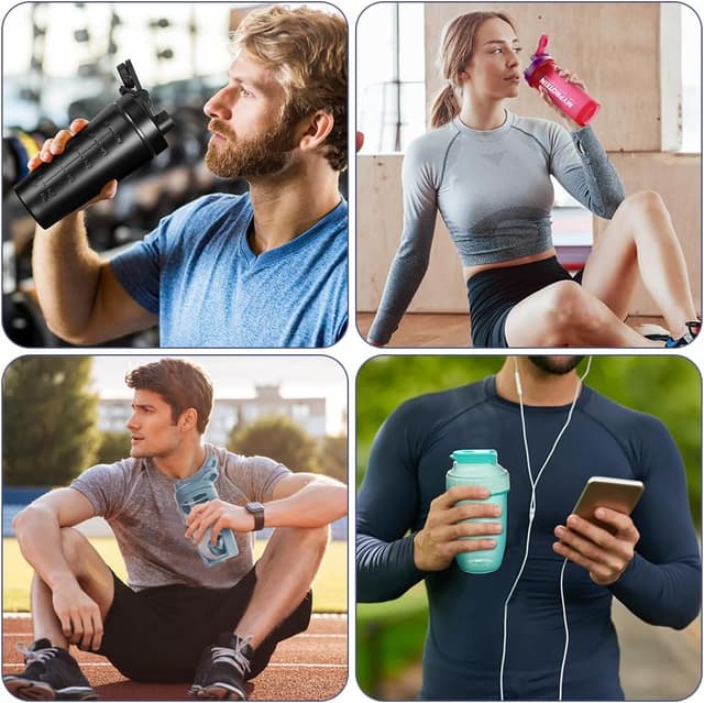 Thumbnail 6 de Protein Shaker (2er-Set, 400 ml) mit Mixball und Messskala – BPA-frei, auslaufsicher, schwarz+weiß