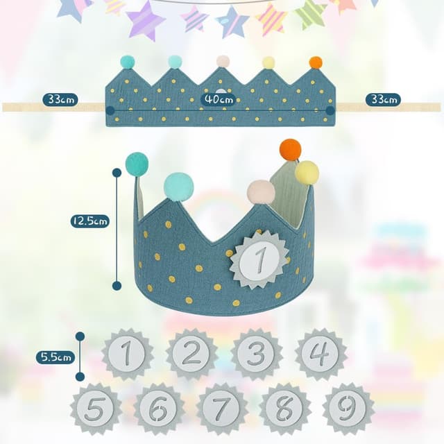 Thumbnail 1 de URAQT Birthday Crown for Kids 1–9