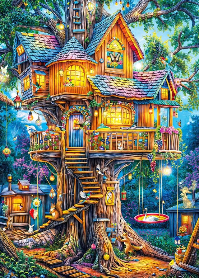 Detalle de Fantasy Treehouse 1000-Piece Jigsaw Puzzle for Adults (19.69 x 27.56 in finished)