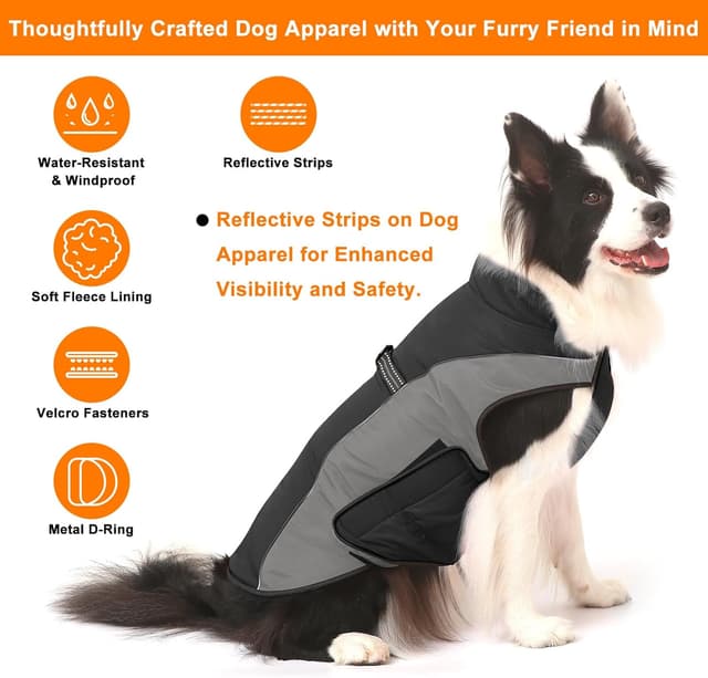 Detalle 2 de Winter-Hundejacke / Winterweste als Hundemantel – gepolsterte, winddichte & wasserabweisende Ärmellose Weste für Welpen und Hunde