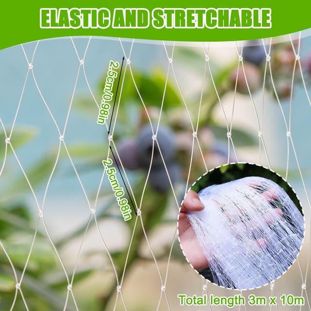 Detalle de Lovesmile Katzenschutznetz 3x10 m Vogelschutznetz, engmaschig (Maschenweite 2,5 x 2,5 cm), reißfest & wiederverwendbar, ohne Bohren (weiß)