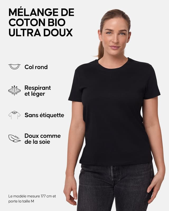 Detalle 2 de DANISH ENDURANCE T-Shirts Femme Lot de 2