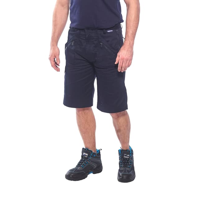 Detalle de Portwest S889 pantaloncini da lavoro elastici di sicurezza blu navy, taglia M