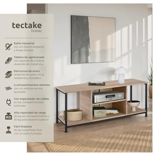 Thumbnail 1 de TecTake® Mueble TV Industrial Madera y Acero, Roble Sonoma 🛋