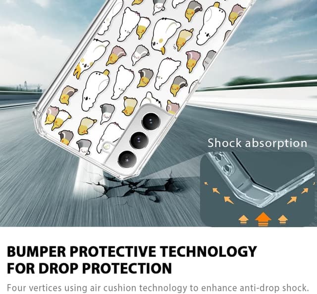 Detalle 2 de CAROKI Clear Case for Samsung S21 FE 5G – Shockproof transparent TPU/PC bumper cover with birds design