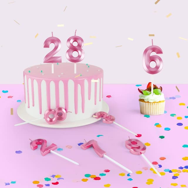 Thumbnail 5 de BEAN LIEVE Velas de cumpleaños números 0-9 rosas