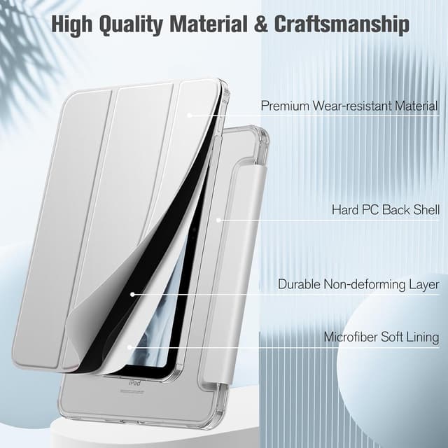 Detalle 2 de Fintie Hülle für iPad 11. Generation (2025, 11 Zoll A16) & iPad 10. Generation (10,9 Zoll) – ultradünnes Case mit transparenter Rückseite, Auto Wake/Sleep, Silber