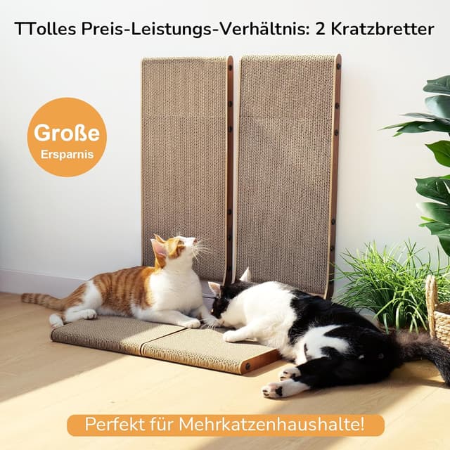 Detalle de FUKUMARU Kratzbrett 68 cm L‑Form für Katzen