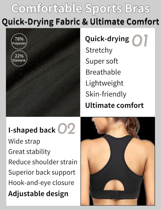 Detalle 2 de Paeceioni High Impact Sports Bra for Running