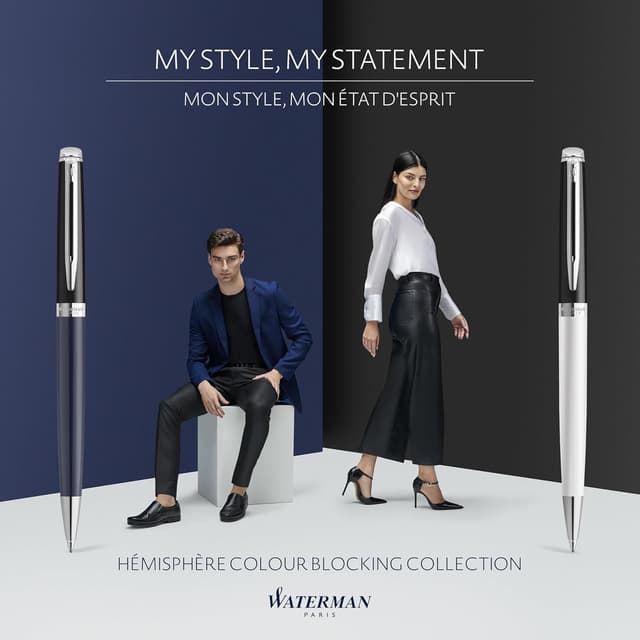 Detalle 2 de Waterman Hémisphère penna stilografica laccata bianca e nera con pennino in acciaio inossidabile e inchiostro blu