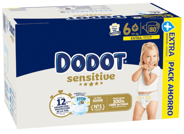 Detalle 2 de Dodot Pañales Sensitive T6+ 80 uds 👶