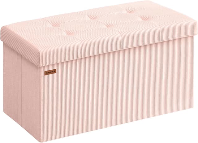 Detalle de SONGMICS Panca Contenitore LSF603R01 pieghevole rosa pastello, 38 x 76 x 38 cm