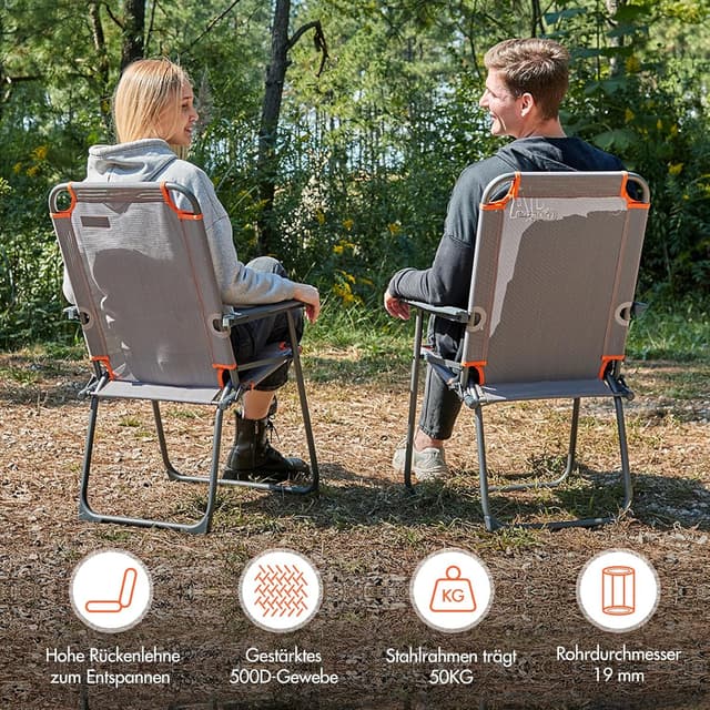 Detalle 1 de Campingstuhl mit hoher Rückenlehne 150 kg