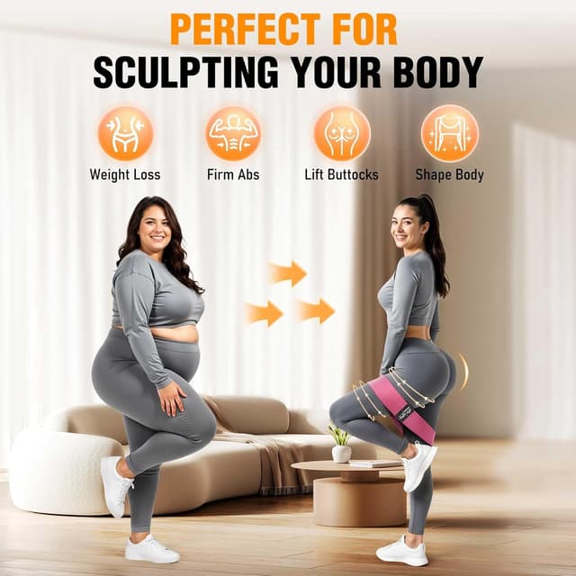 Detalle de Fabric Resistance Bands Set for Women and Men (Light/Medium/Heavy) for Glutes, Thighs, Yoga, Pilates & Rehab