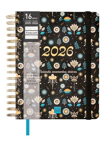 Detalle 2 de Finocam Agenda Vitae 16 meses 2025–2026 negra 📒