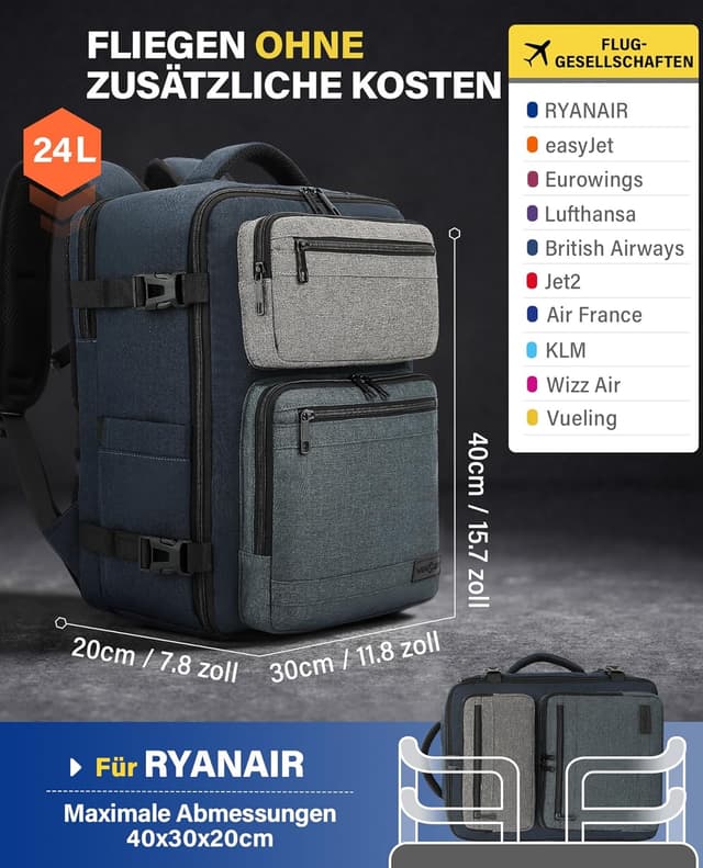Thumbnail 1 de VANKEV Handgepäck 24 L Rucksack