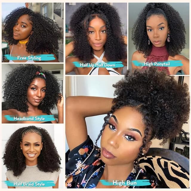 Thumbnail 4 de QUANDIAN Kinky Curly Half Wig 20" 200% density 👩🦱