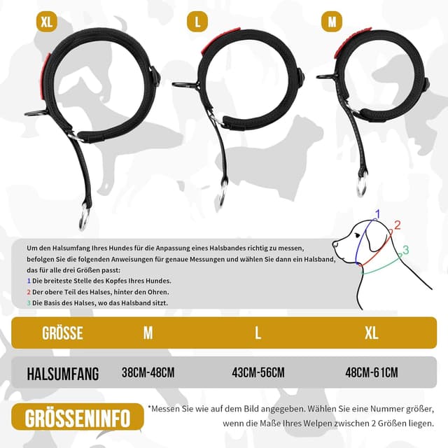 Detalle 2 de OneTigris Zug-Stopp Hundehalsband mit Polsterung, reflektierend – Schwarz XL für mittelgroße bis große Hunde